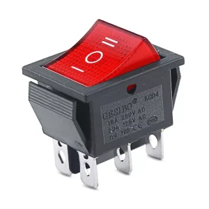 SWITCH ON-OFF-ON 6 PINES LUMINOSO ROJO 15A