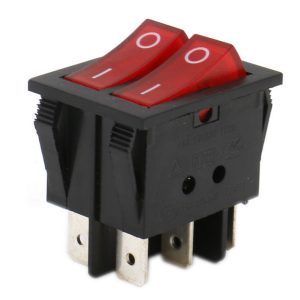 SWITCH ON-OFF DOBLE 6 PINES LUMINOSO ROJO 10A