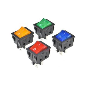 SWITCH ON-OFF 4 PINES LUMINOSO ROJO, AZUL, VERDE, AMARILLO 15A