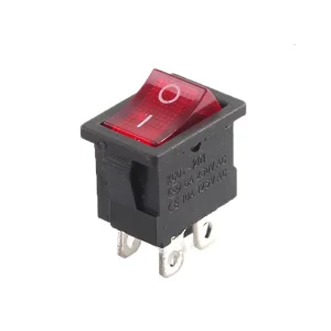 SWITCH ON-OFF 4 PINES MINI LUMINOSO ROJO 10A