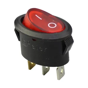 SWITCH ON-OFF 3 PINES OVALADO LUMINOSO ROJO 10A
